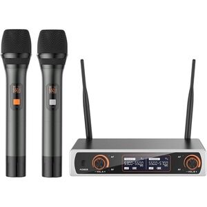 MOYLEAF Wireless UHF Microphone System – Dual Metal Mics, 260Ft Range + Receiver